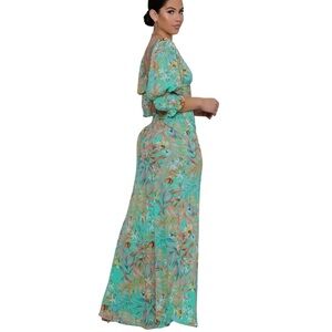Garden Oasis Floral Maxi Dress Green‎ size medium dress